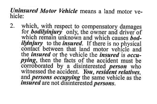 hit and run accident insurance policy sample language