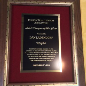 The plaque presented to Dan Ladendorf